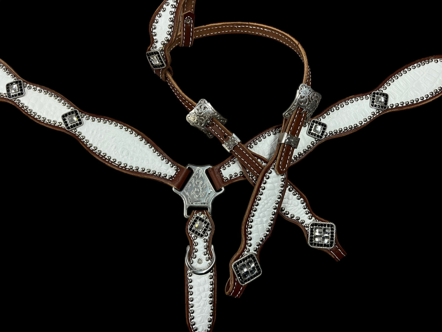 White gator on medium  leather