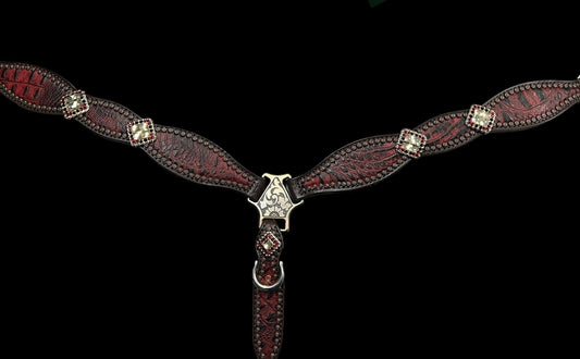 Dark red gator on dark leather