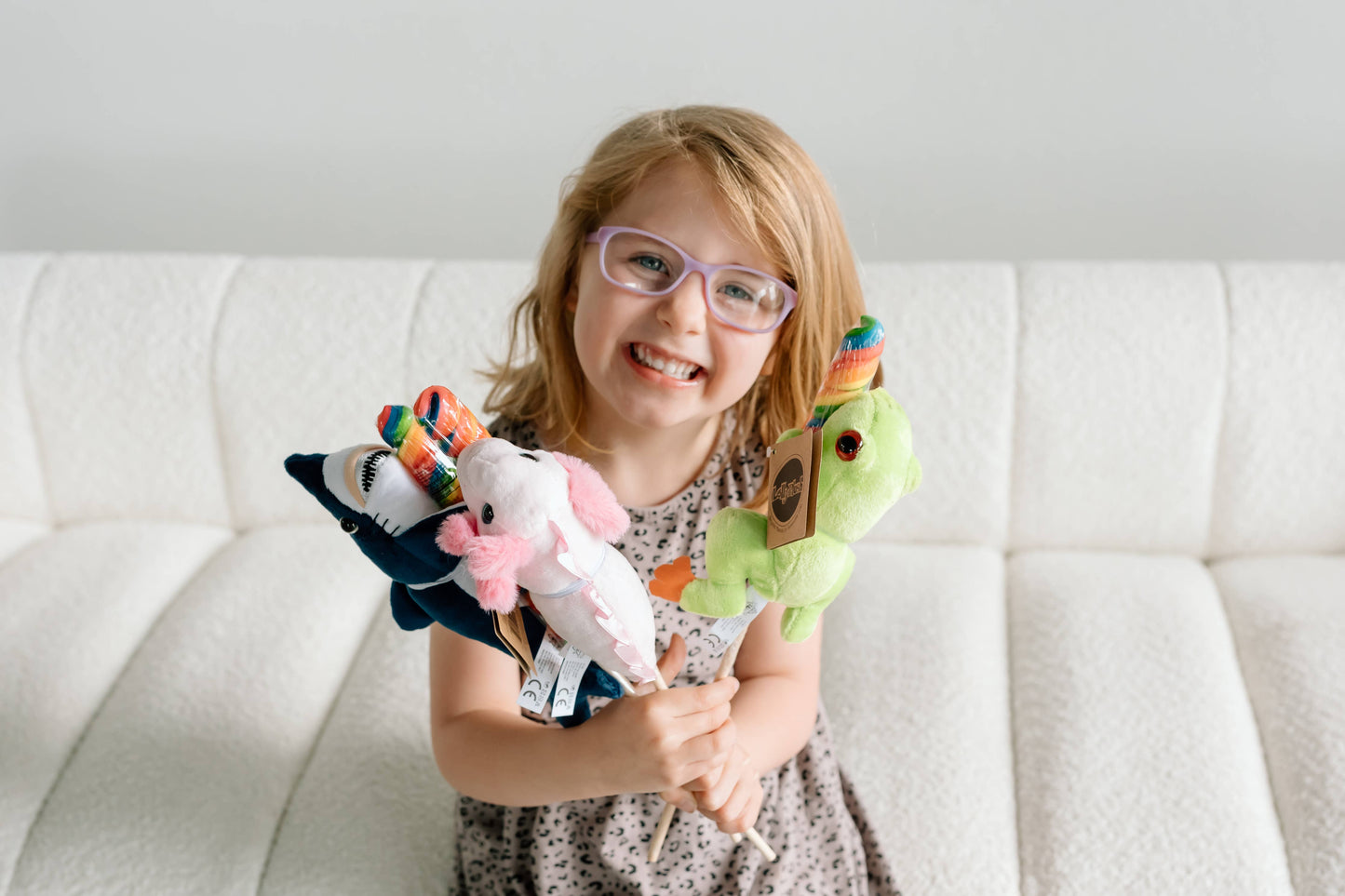 8" Lollyplush Longhorn Cow w/ 14" Rainbow Lollipop