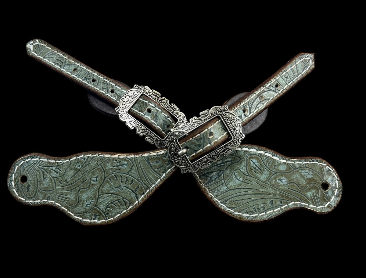 Sage Dallas Floral on walnut leather