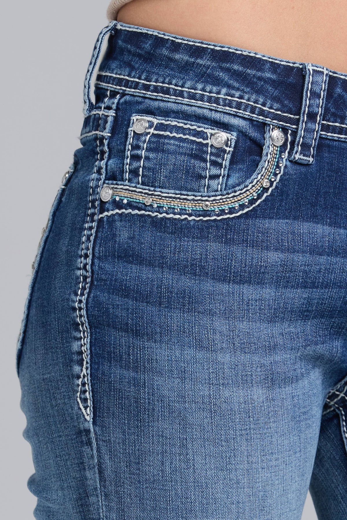 Steer Head Embroidery Mid-Rise Boot Cut 32" inseam