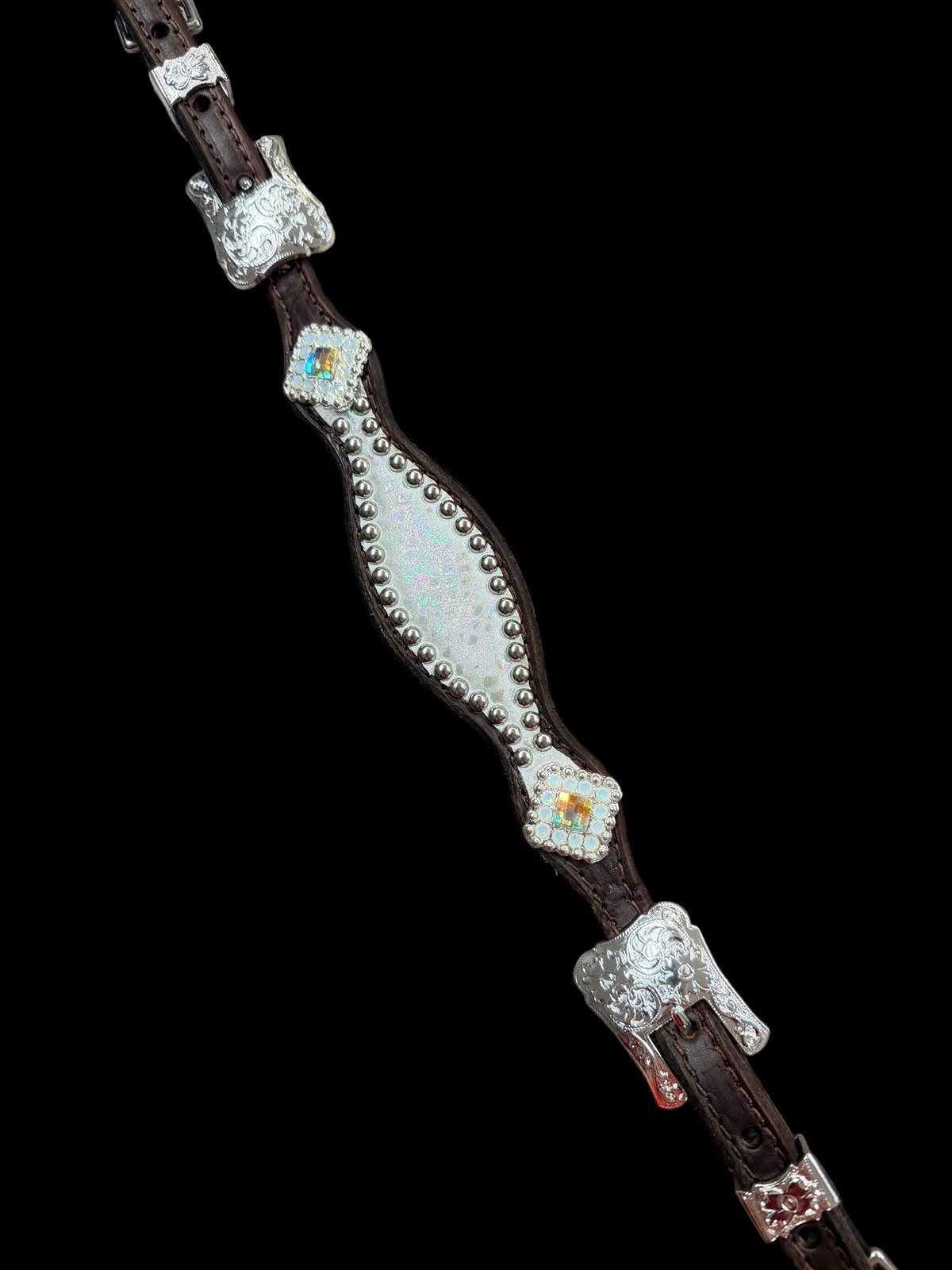 White mystic  on dark leather