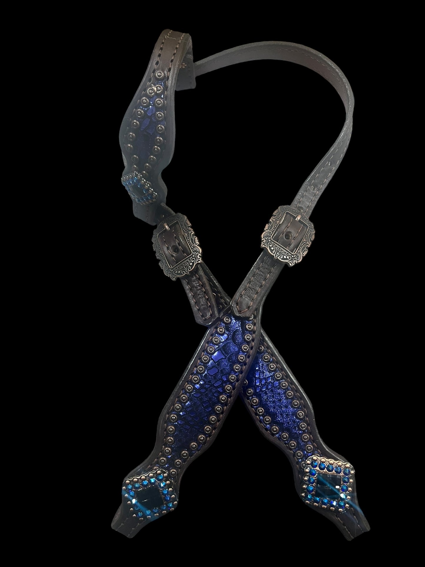 Indigo mystic on Dark leather