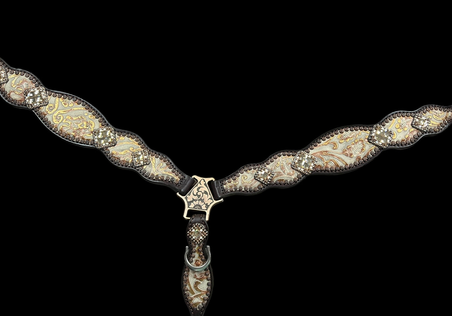 Ginger floral on dark leather