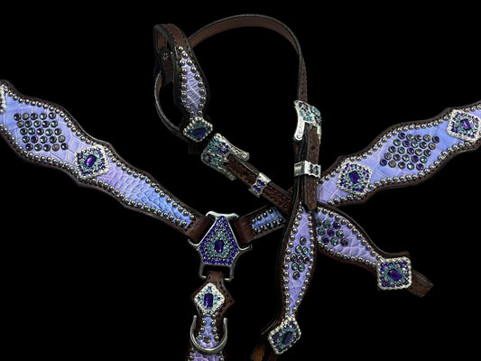 Genuine Purple cotton Candy alligator on walnut leather