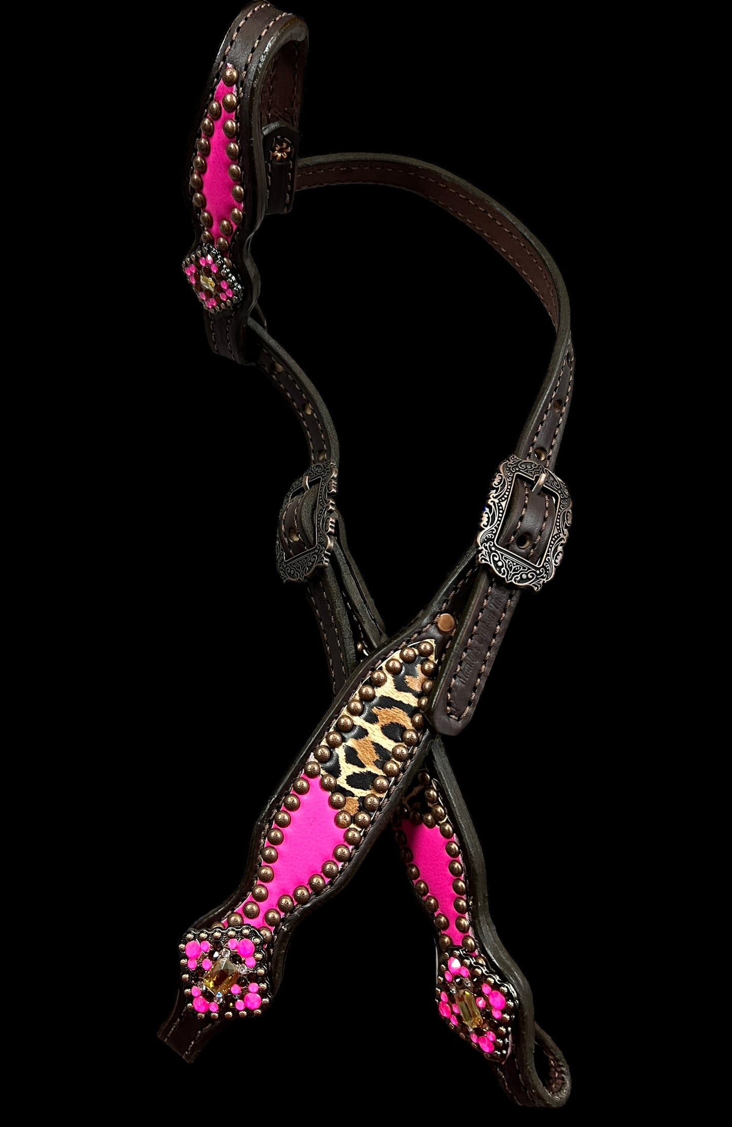 Hot pink and Leopard on dark leather