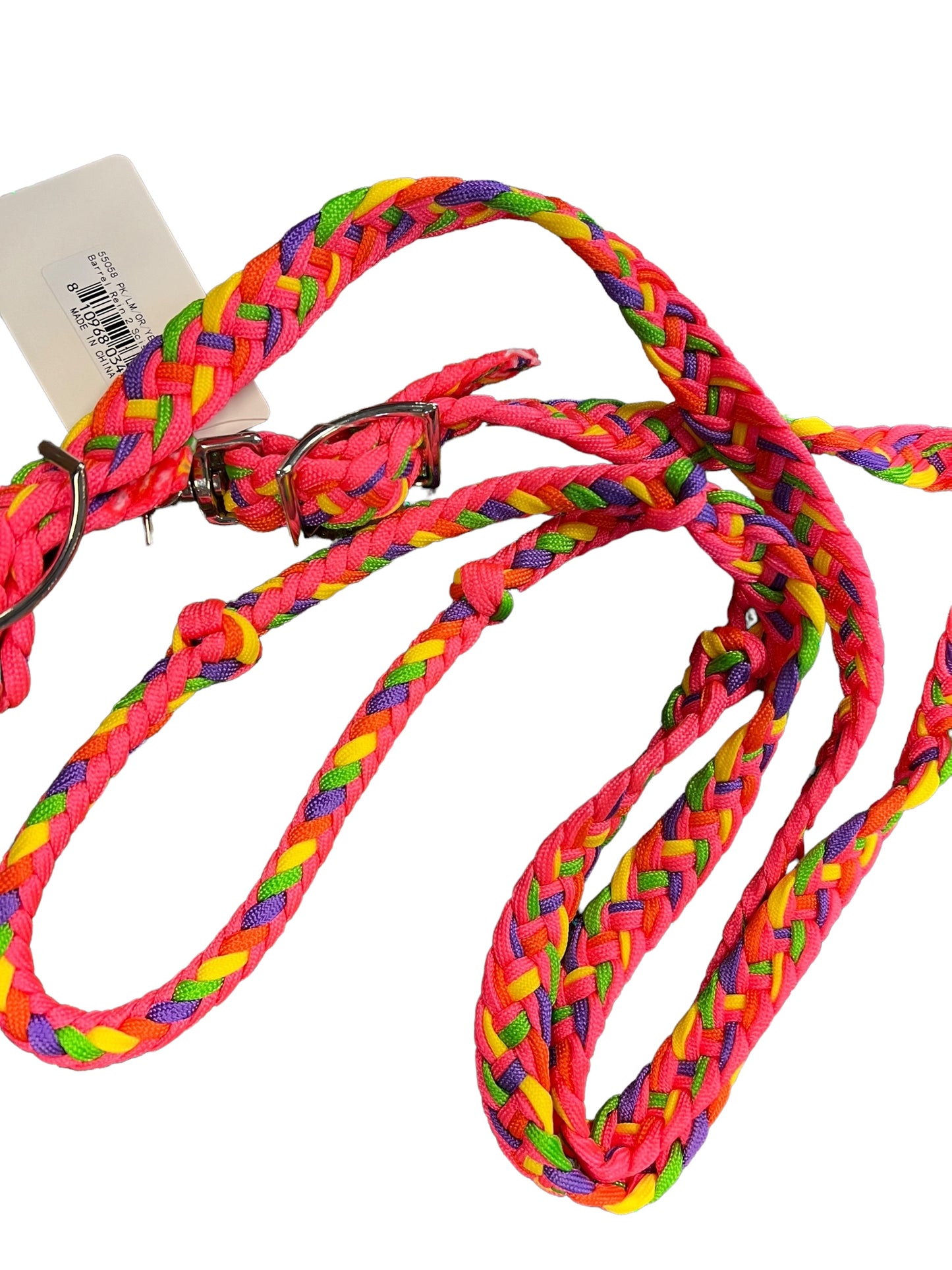 Braided Barrel / Roping Reins 8 Ft with 2 Nickel Plated Scissor Snap 2 Tone Colors