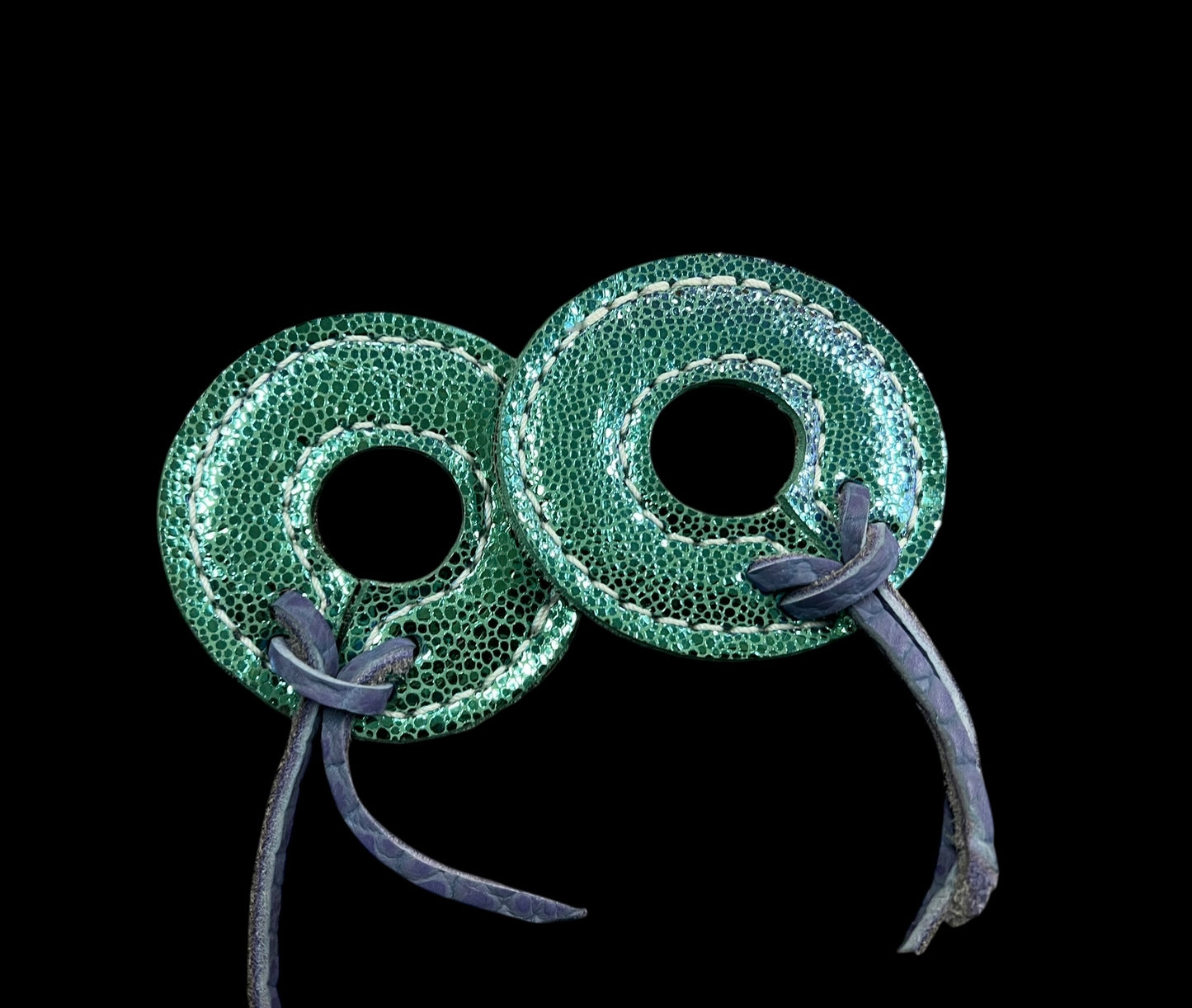 Mermaid tail glitter on Chocolate leather