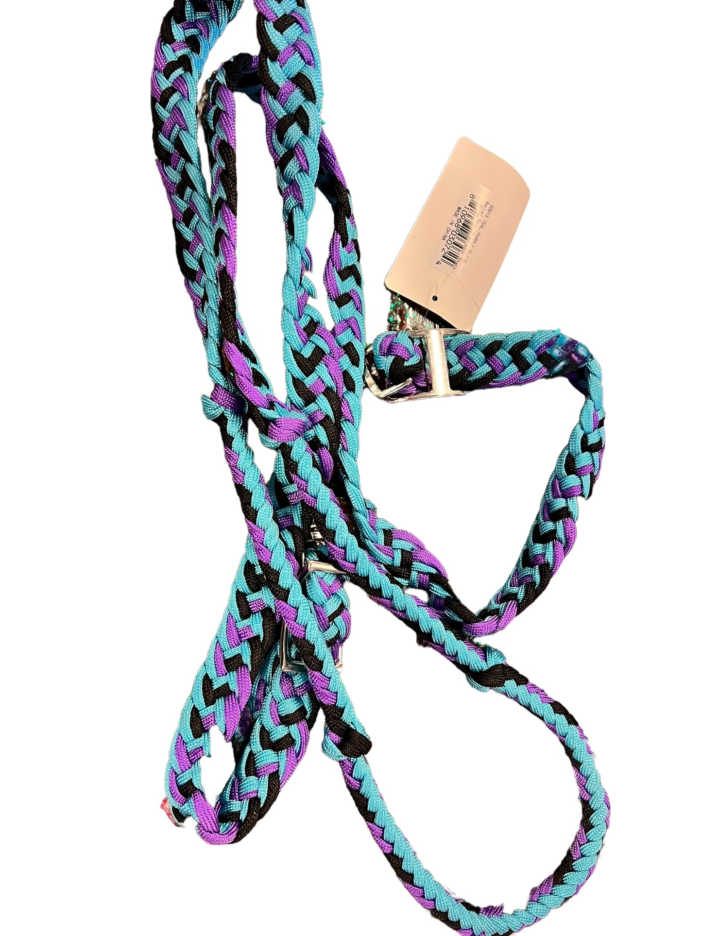 Braided Barrel / Roping Reins 8 Ft with 2 Nickel Plated Scissor Snap 2 Tone Colors