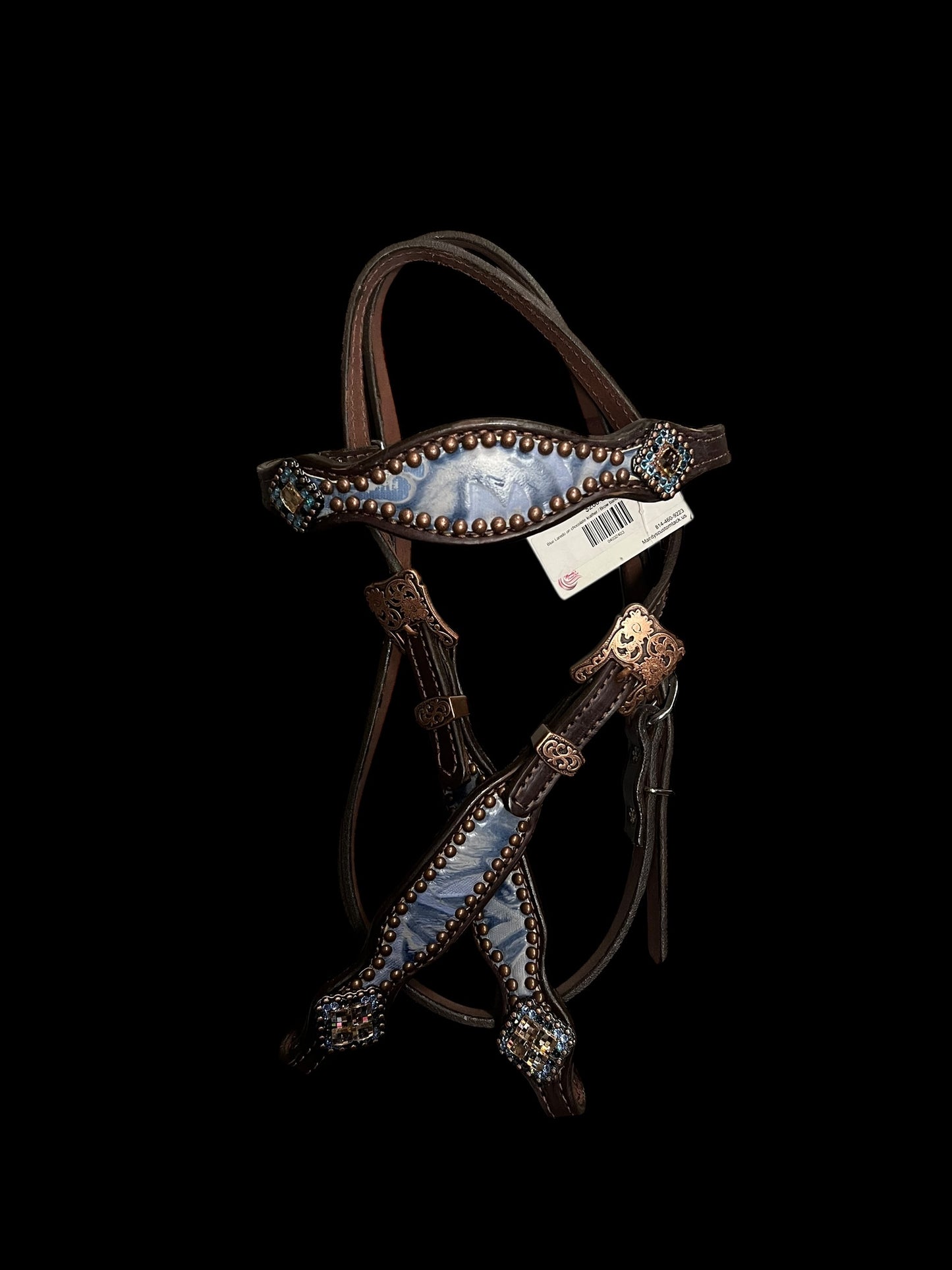 Blue Laredo on chocolate leather