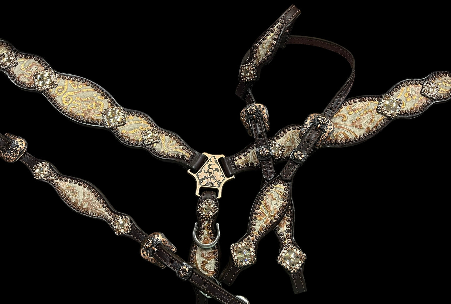 Ginger floral on dark leather