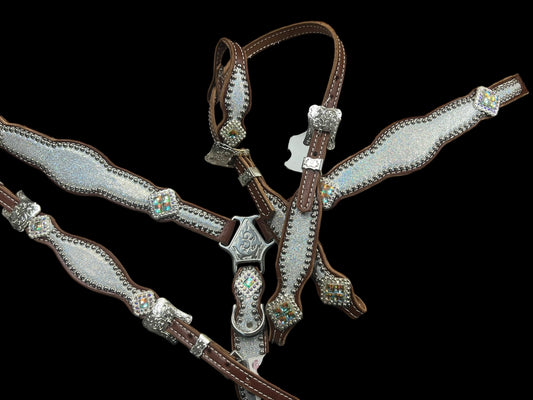 Silver ice on medium leather