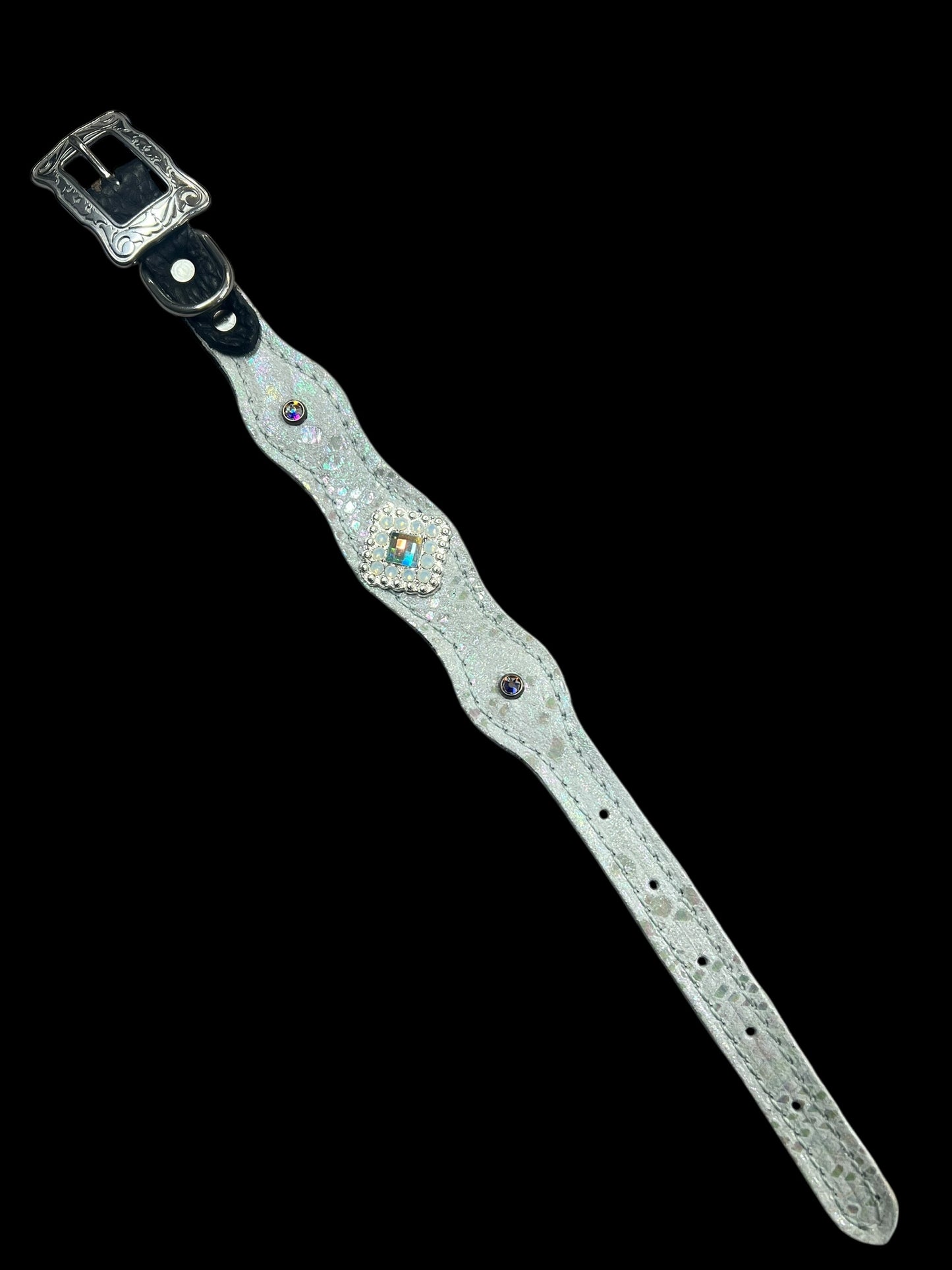 White mystic  on dark leather