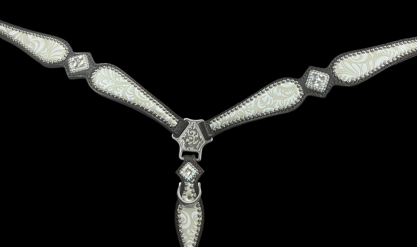 eggshell swirl on dark leather