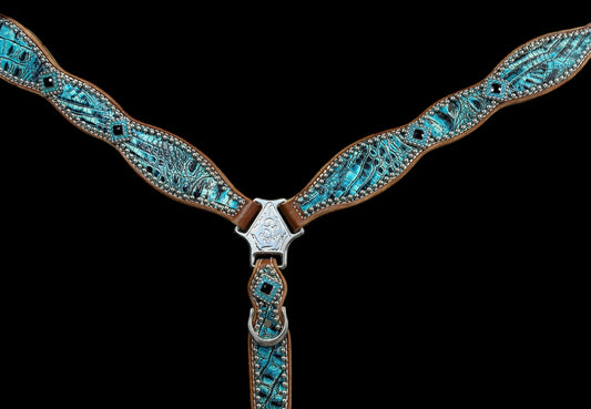 Sea turquoise gator  on medium leather