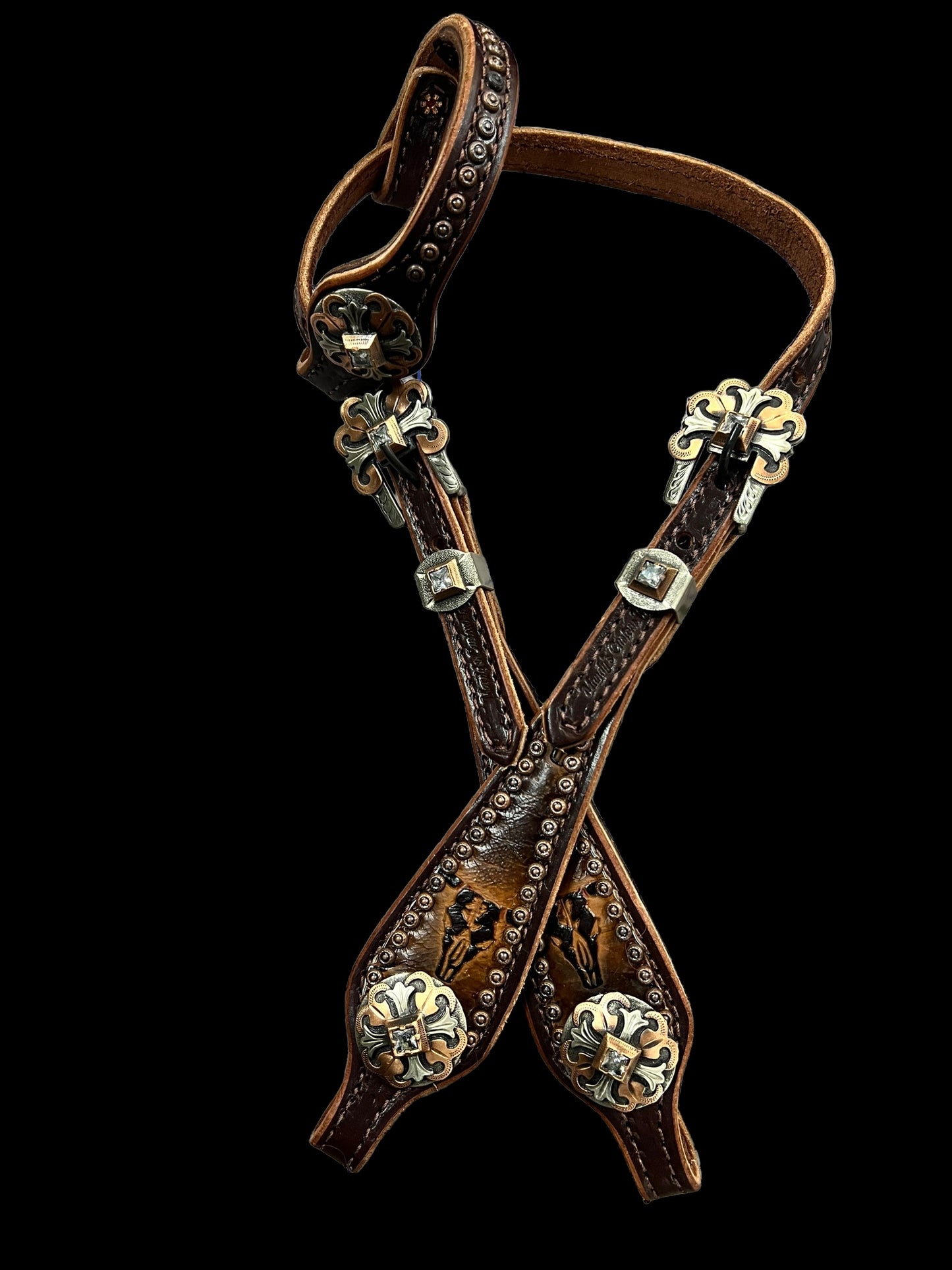 Brown longhorns on chocolate harness leather