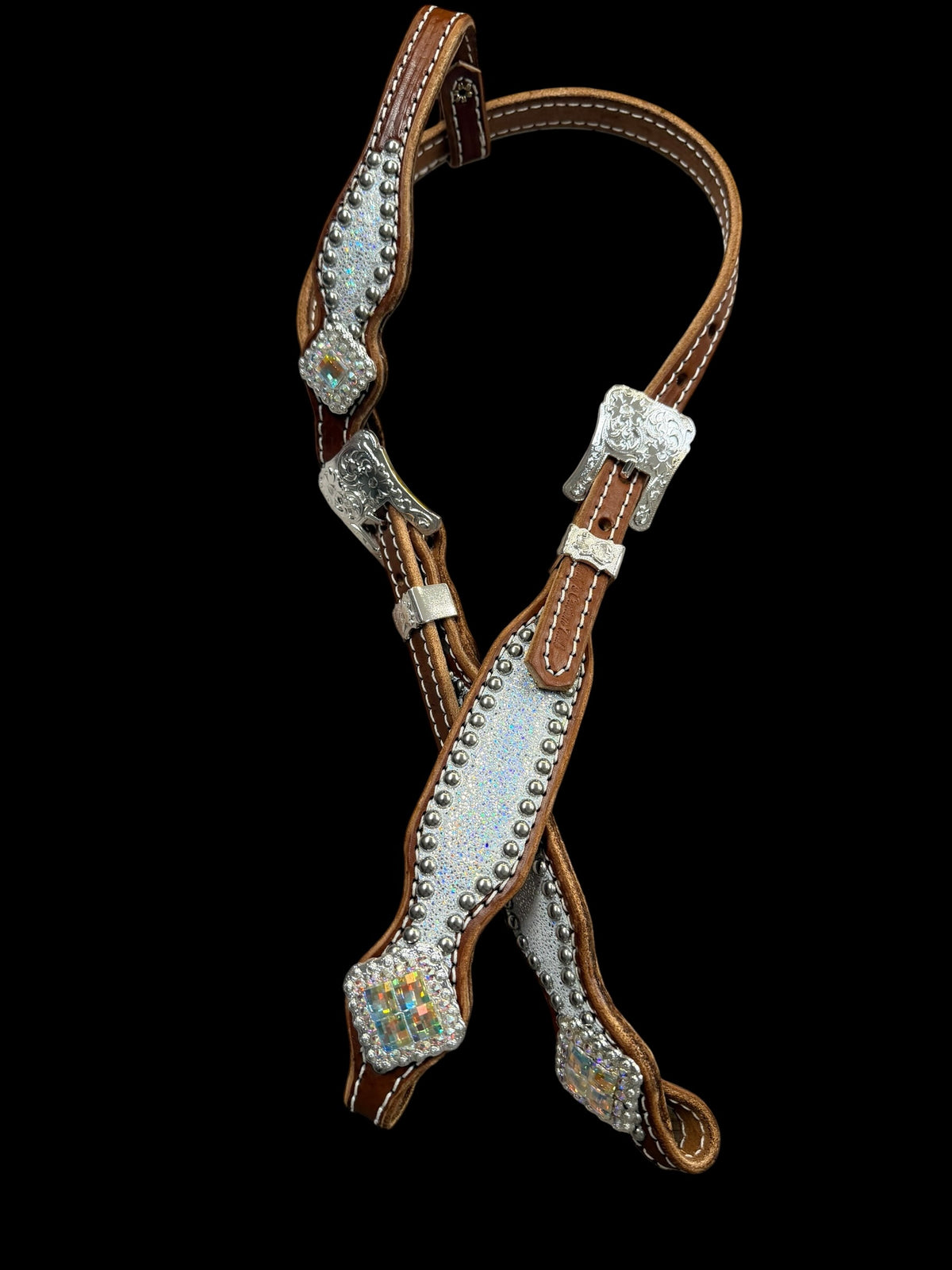 Silver ice on medium leather