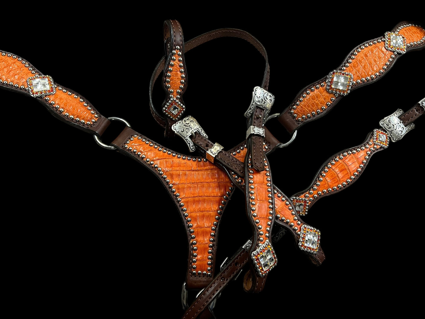 Genuine Orange alligator Tack set