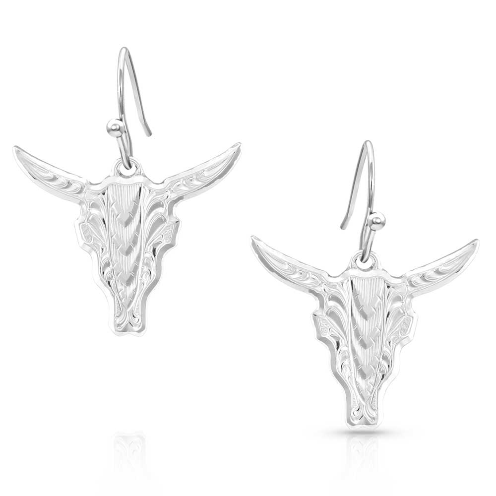 Chiseled Steer Head Earrings