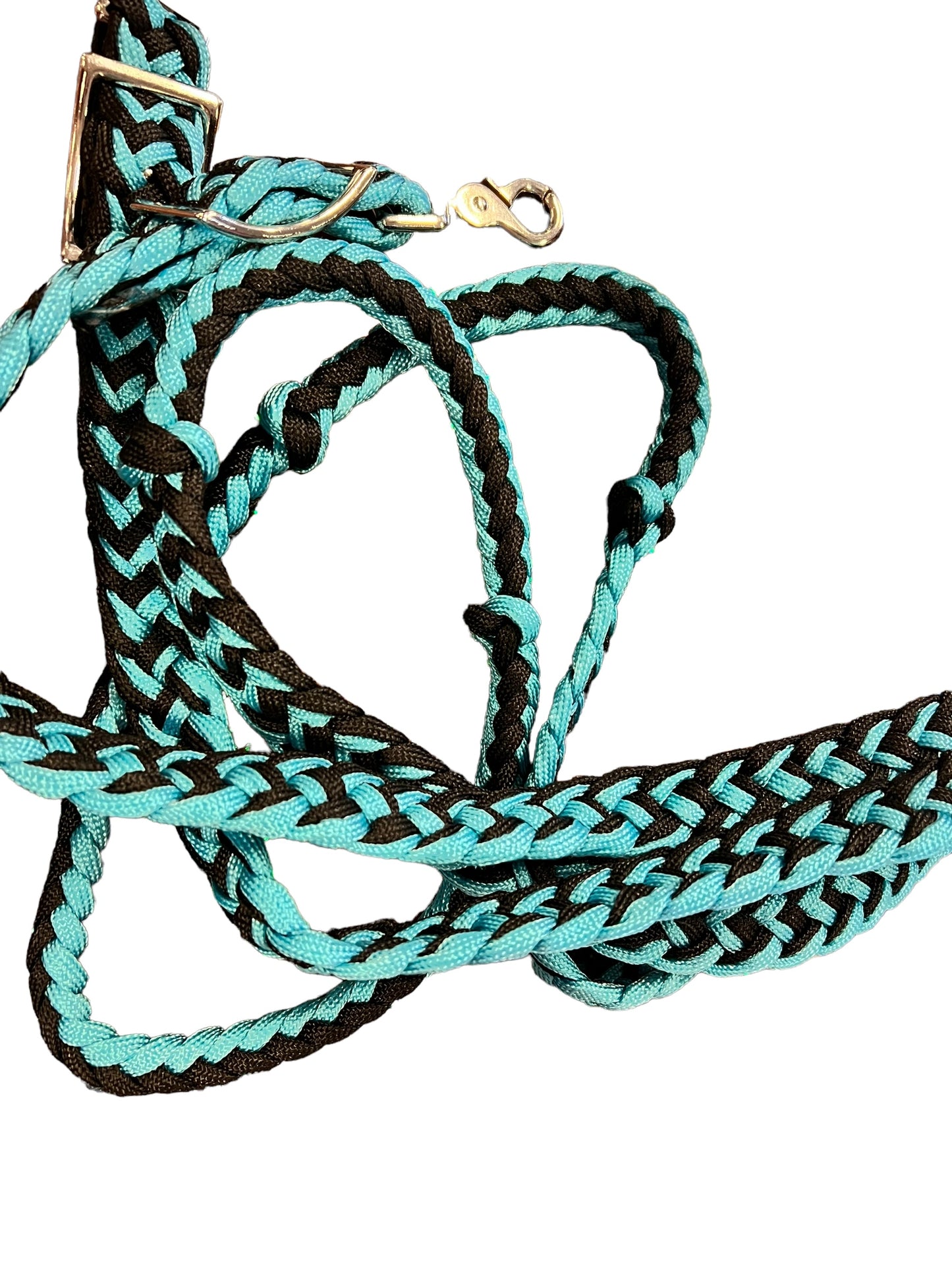 Braided Barrel / Roping Reins 8 Ft with 2 Nickel Plated Scissor Snap 2 Tone Colors