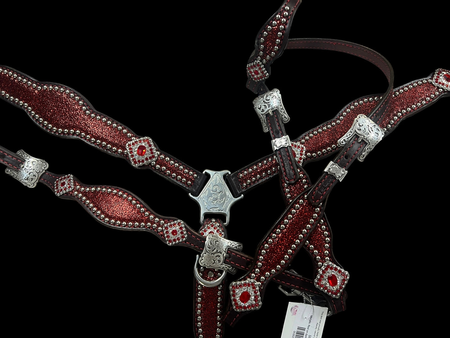 Metallic Red on dark leather