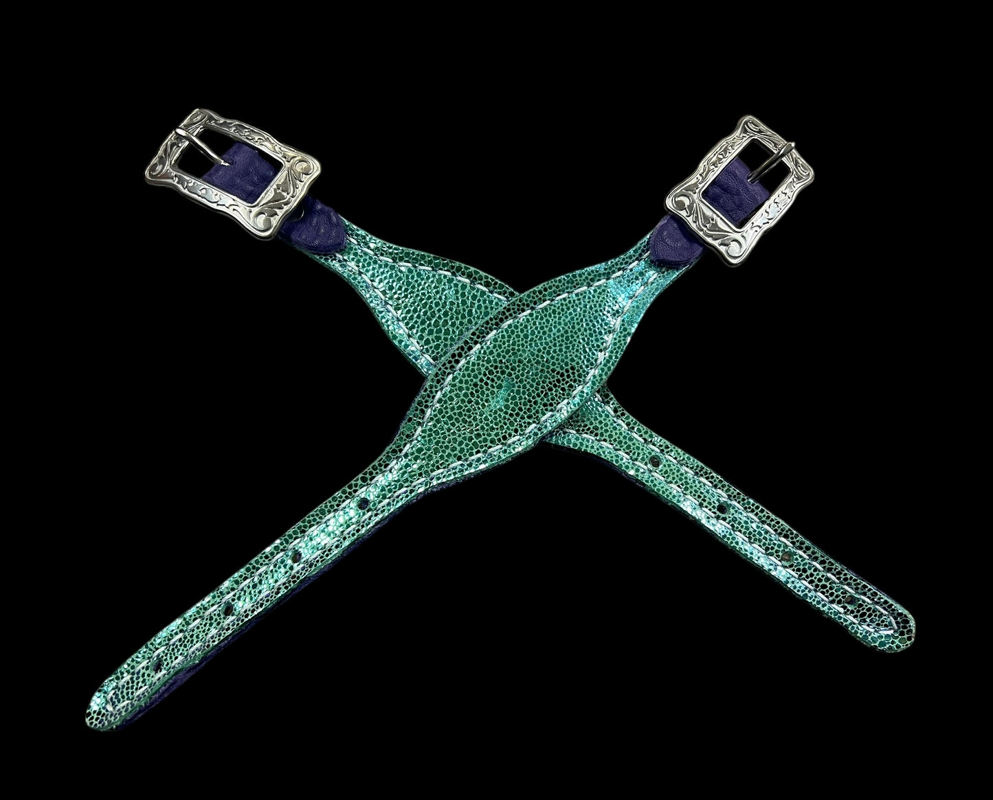 Mermaid tail glitter on Chocolate leather