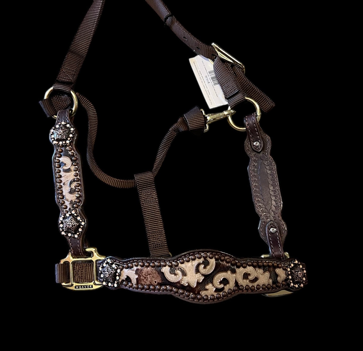 Brown and cream corona on dark leather