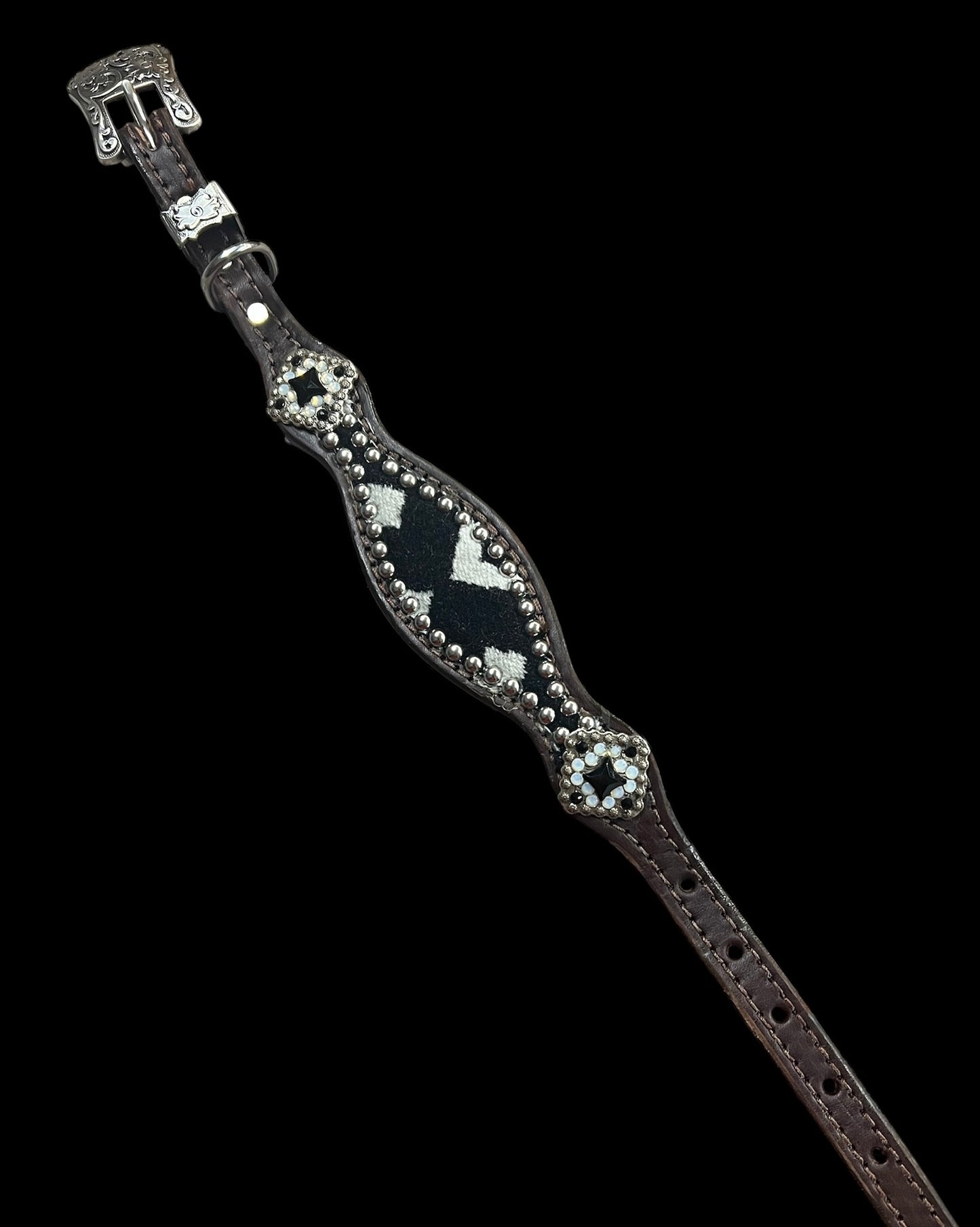 Black and white Pendleton® on dark leather