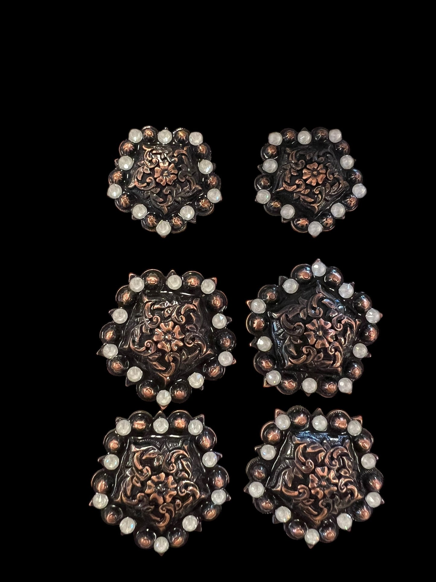 Brown and Cream floral on dark leather