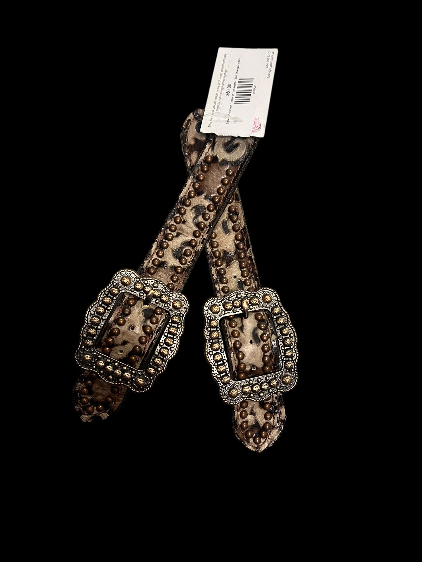 Brown and cream corona on dark leather