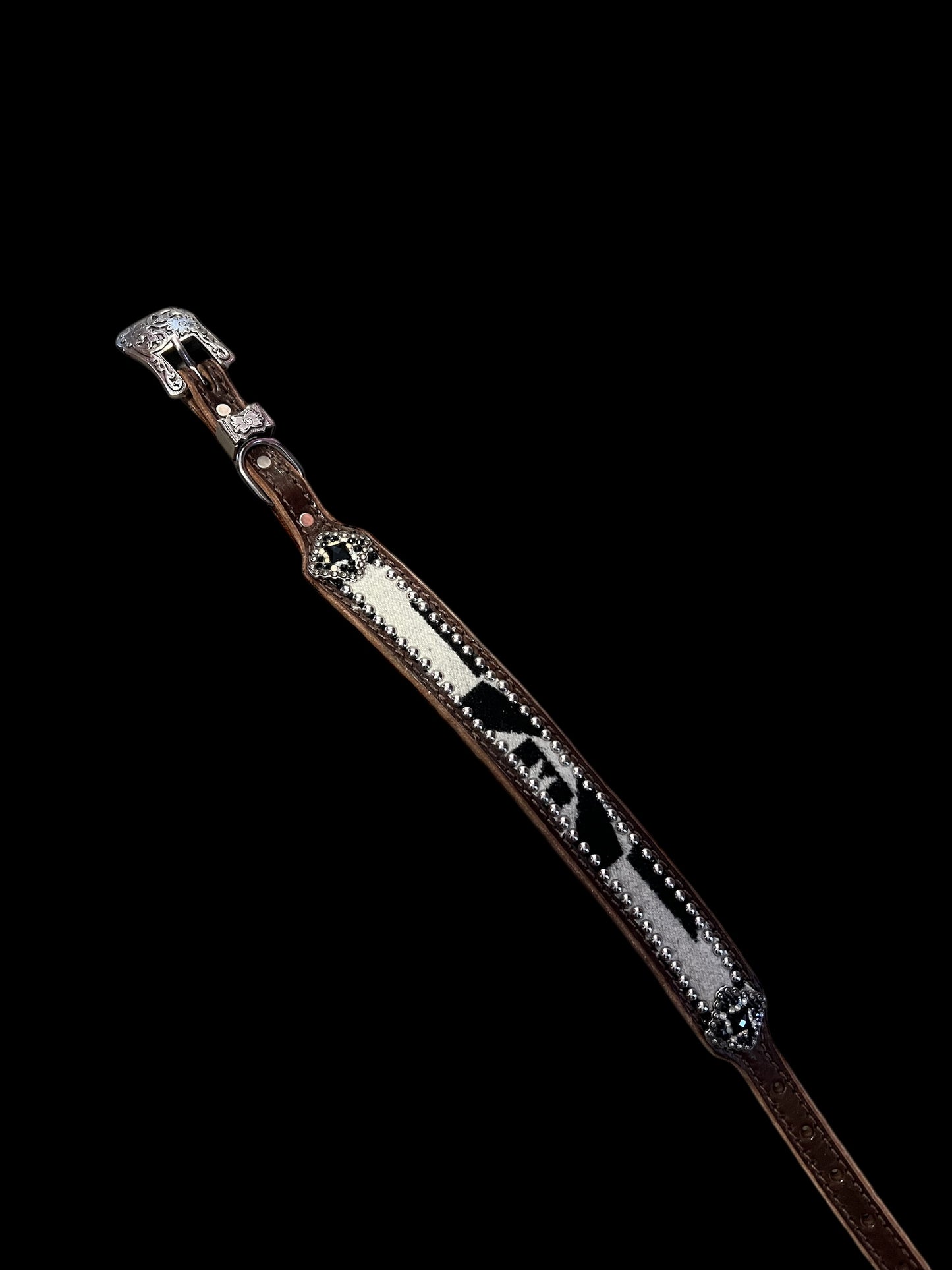 Black and white Pendleton® on dark leather