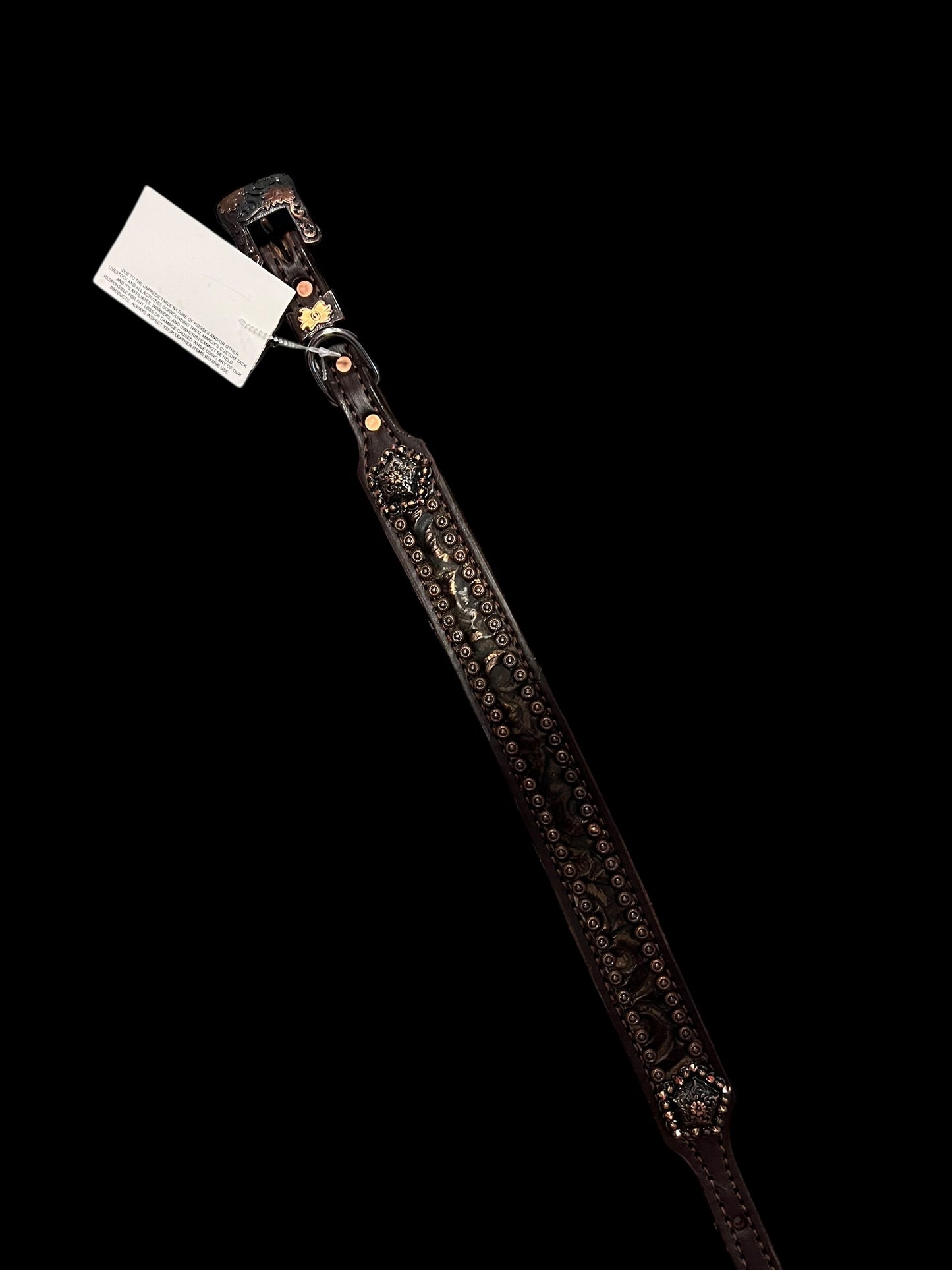 Brown swirl on dark leather