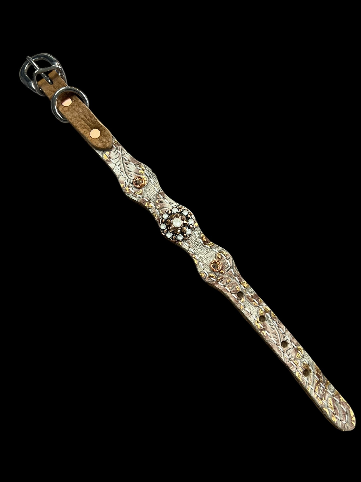 Ginger floral on dark leather