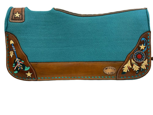 Klassy Cowgirl 28x30 Barrel Style 1" Teal felt pad