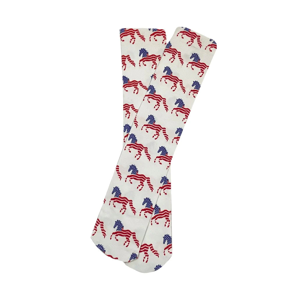 AWST INT'L LADIES LILA FLAG HORSE SOCKS