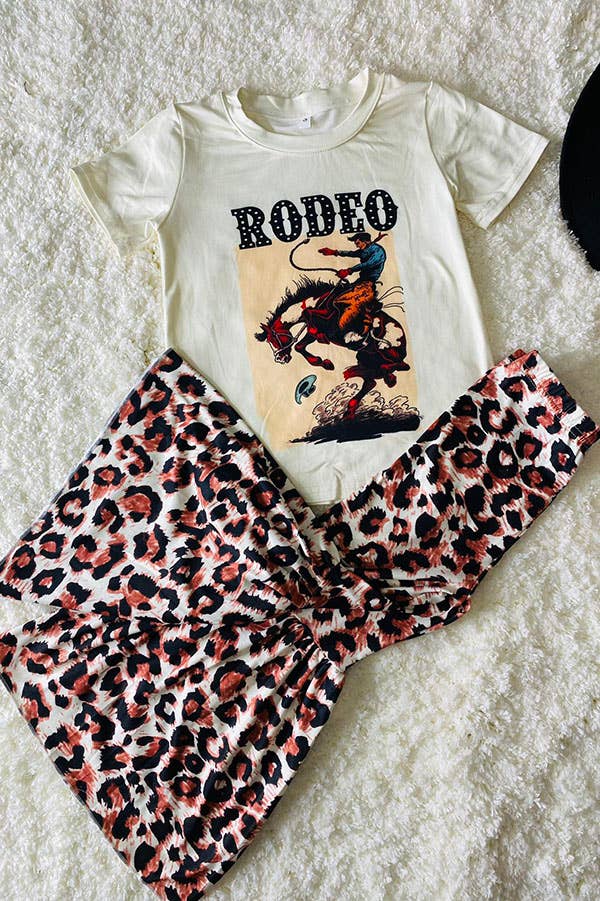 RODEO Riding horse top leopard pant girls set