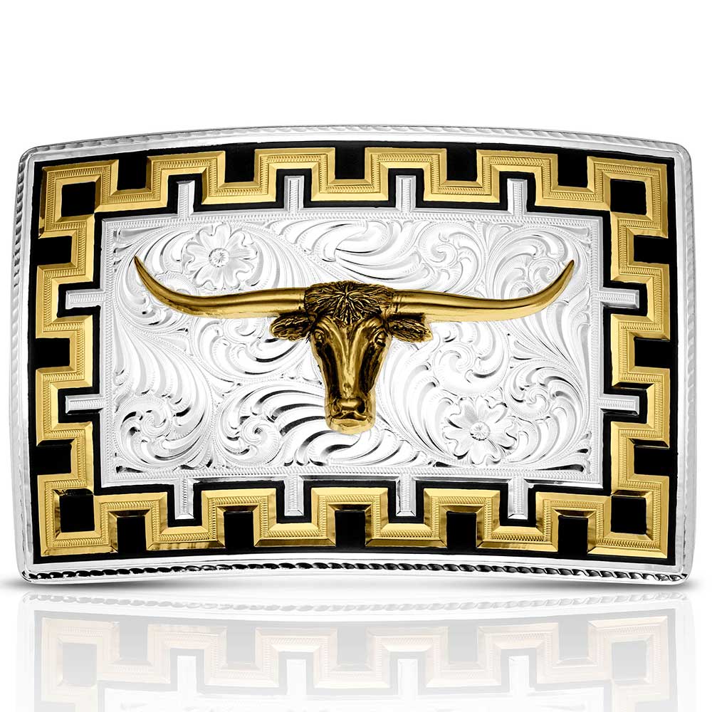Honor and Grit Buckle with Longhorn