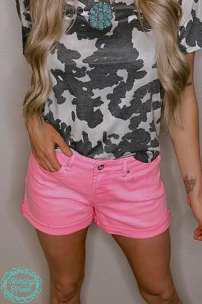 Backroads cuffed Shorts - Hot pink