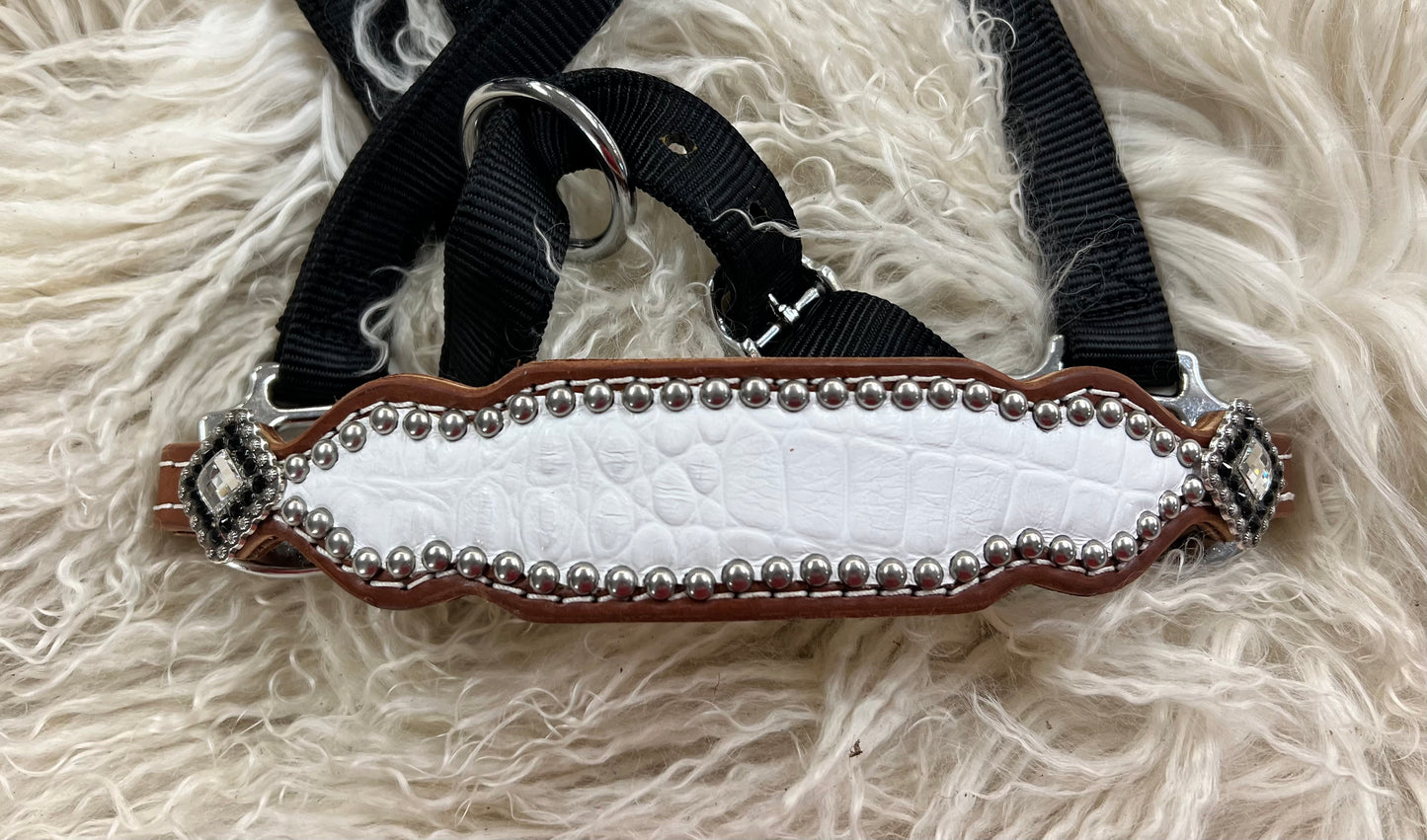 White gator on medium  leather