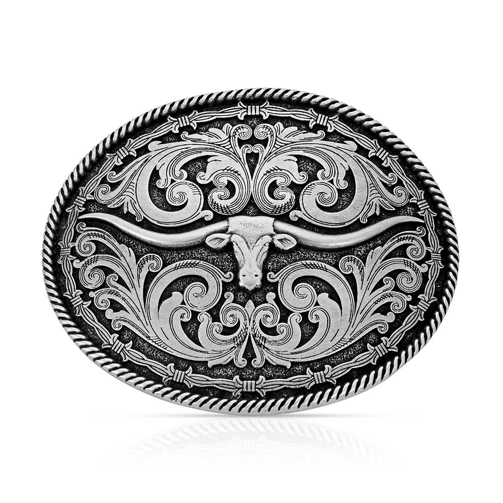 Rope and Barbed Wire Longhorn Classic Impressions Attitude Buckle