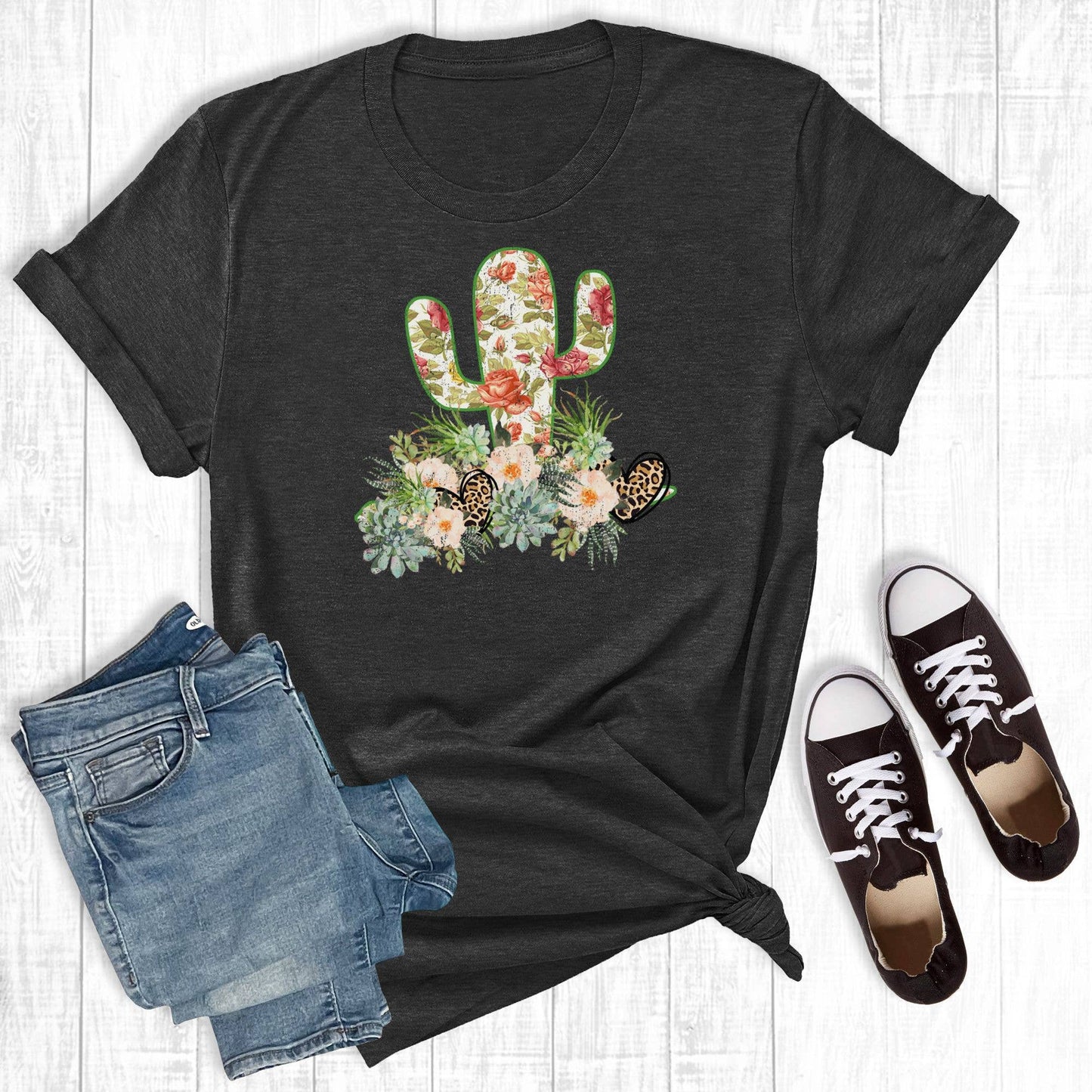 Floral Leopard Cactus Charcoal: