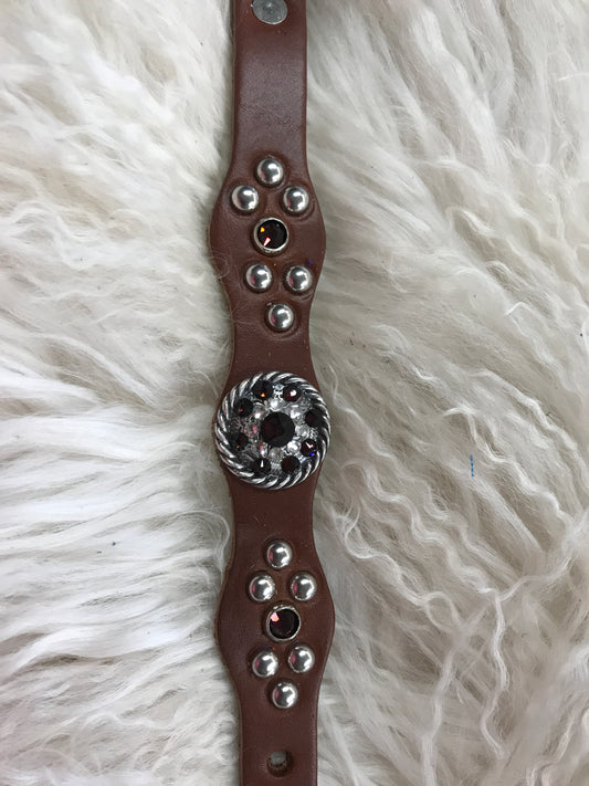 Extra Small dog collar- burgundy and crystal