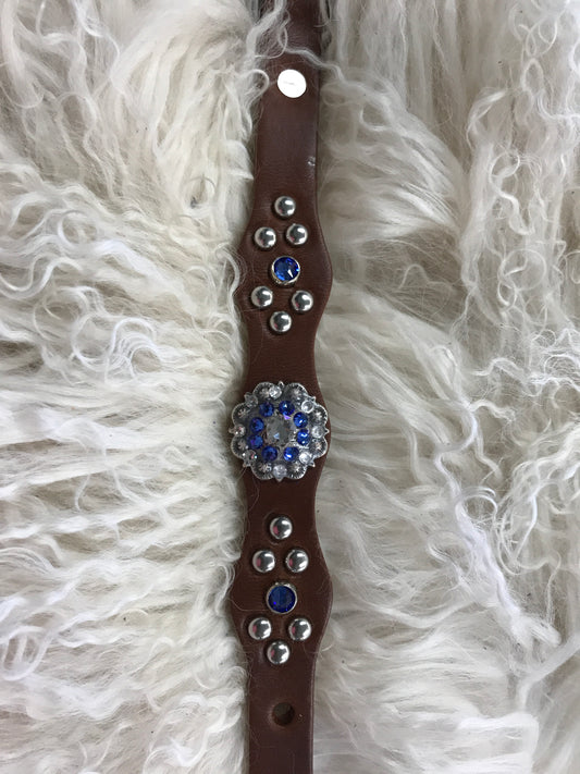 Extra Small dog collar- sapphire and crystal on medium