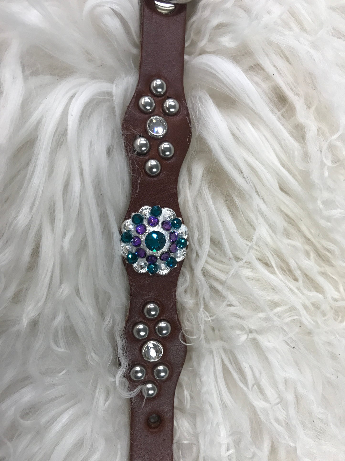 Extra Small dog collar- purple and blue zircon