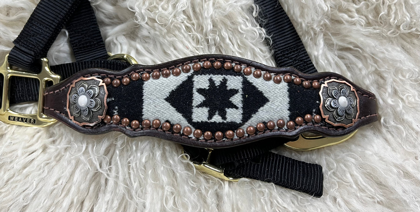 Black and white Pendleton® on dark leather